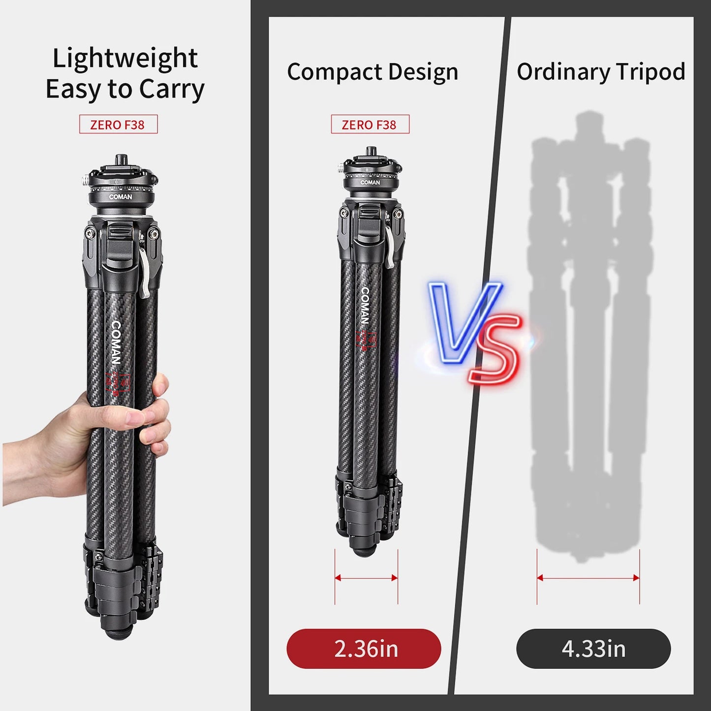 Zero F38 Compact Tripod with Quick Release Plate for DSLR