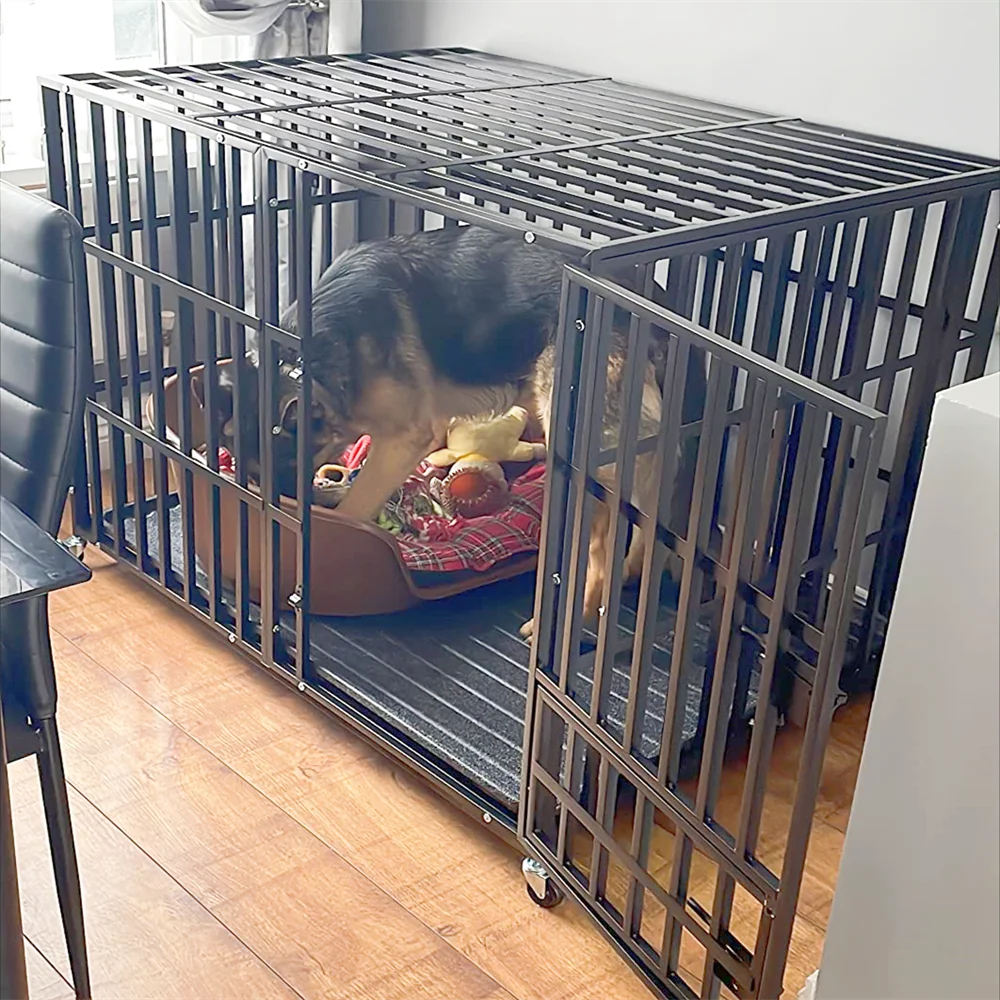 XL Pet Kennel Cage with Slide-Out Tray and Wheels