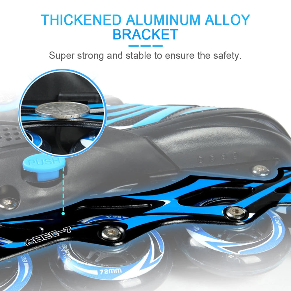 Kids Roller Skates LED Light Up Wheels Adjustable Blue