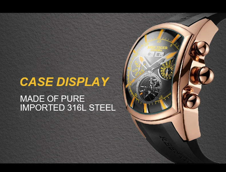 Men’s Multifunction Automatic Tourbillon Watch Stainless Steel