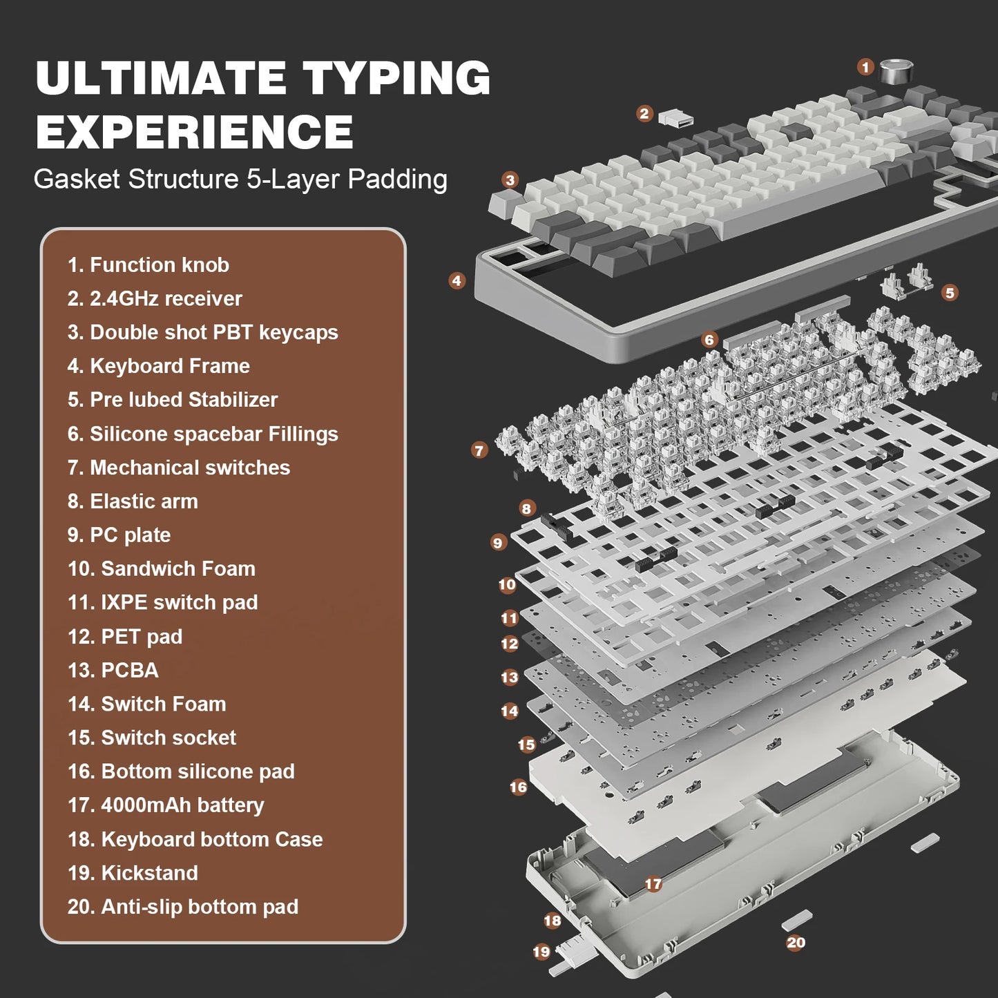 75% Wireless Mechanical Keyboard RGB Hot Swap Cocoa Cream V2