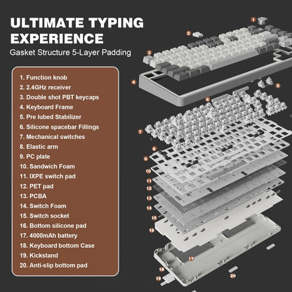 75% Wireless Mechanical Keyboard RGB Hot Swap Cocoa Cream V2