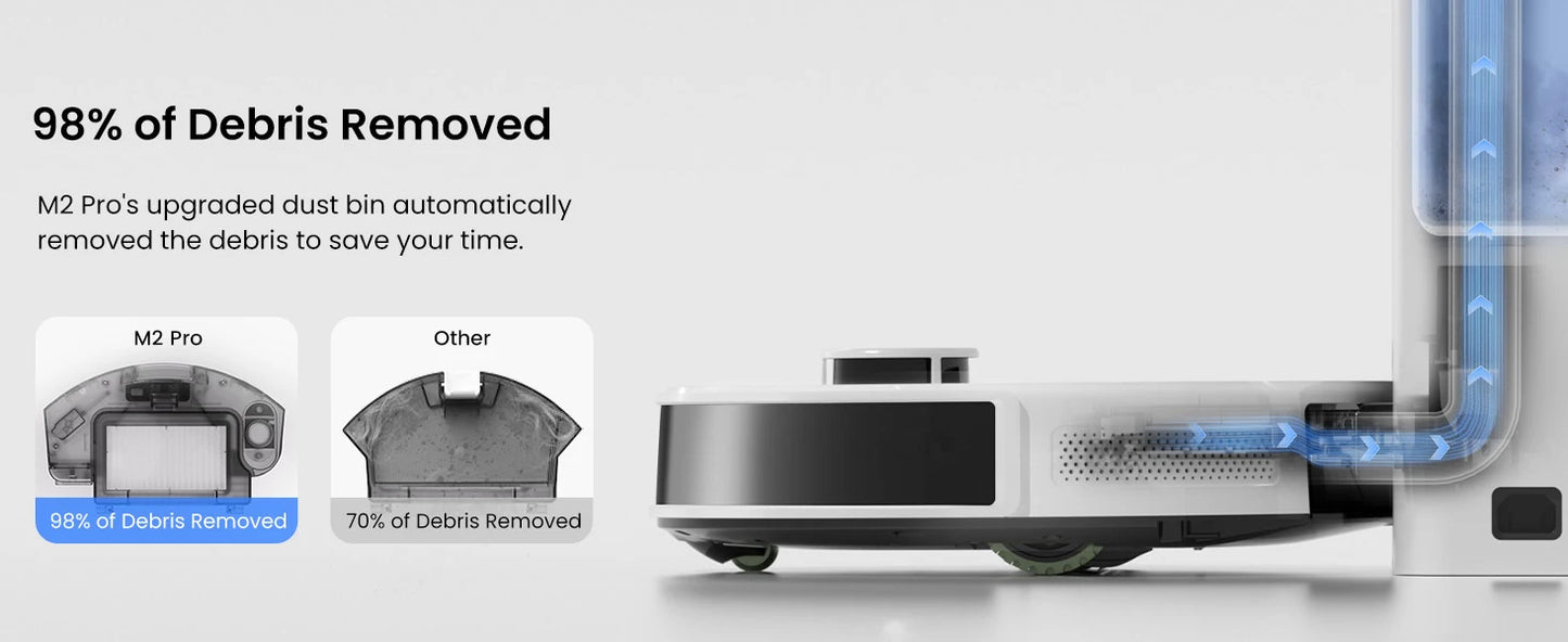 White Smart Robot Vacuum Mop 6000Pa with Auto Dust Bin