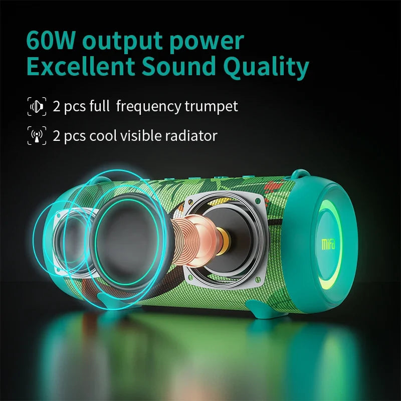 Portable Bluetooth Speaker 60W with Deep Bass and Amplifier