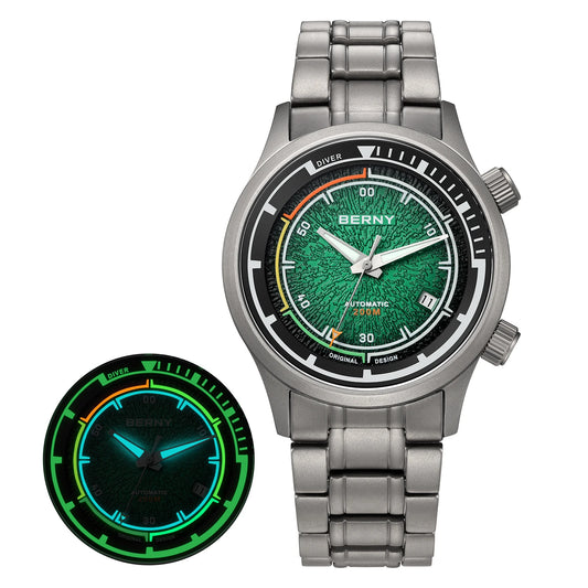 Automatic Diver Watch 20ATM  Super Luminous Green