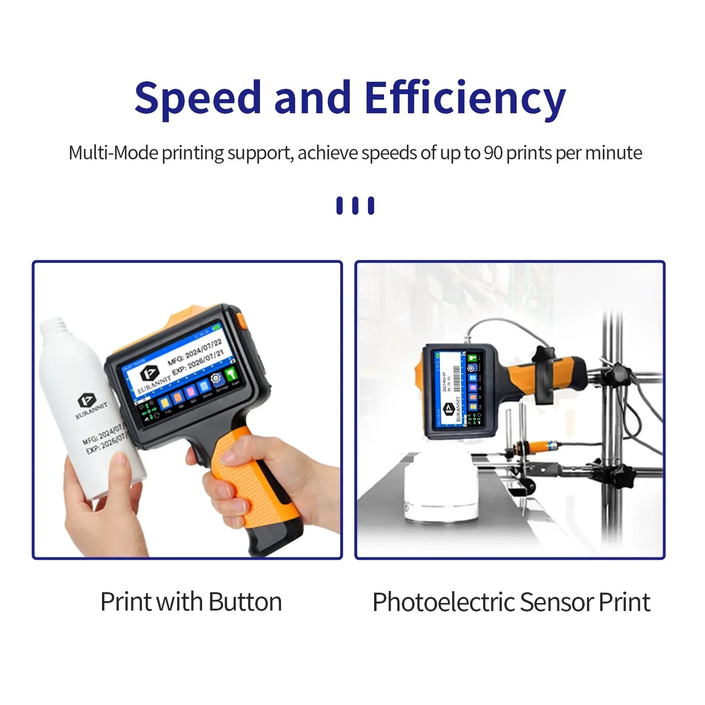 Portable Coding and Label Printer with 2 Inks QR Printing