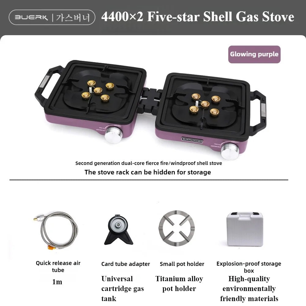 Portable Double Burner Camping Gas Stove 8800W Grey