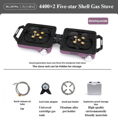 Portable Double Burner Camping Gas Stove 8800W Grey