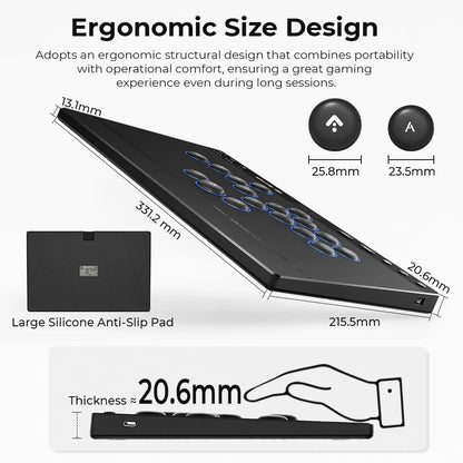 Tri-Mode Wireless Leverless Arcade Controller with Touch Screen