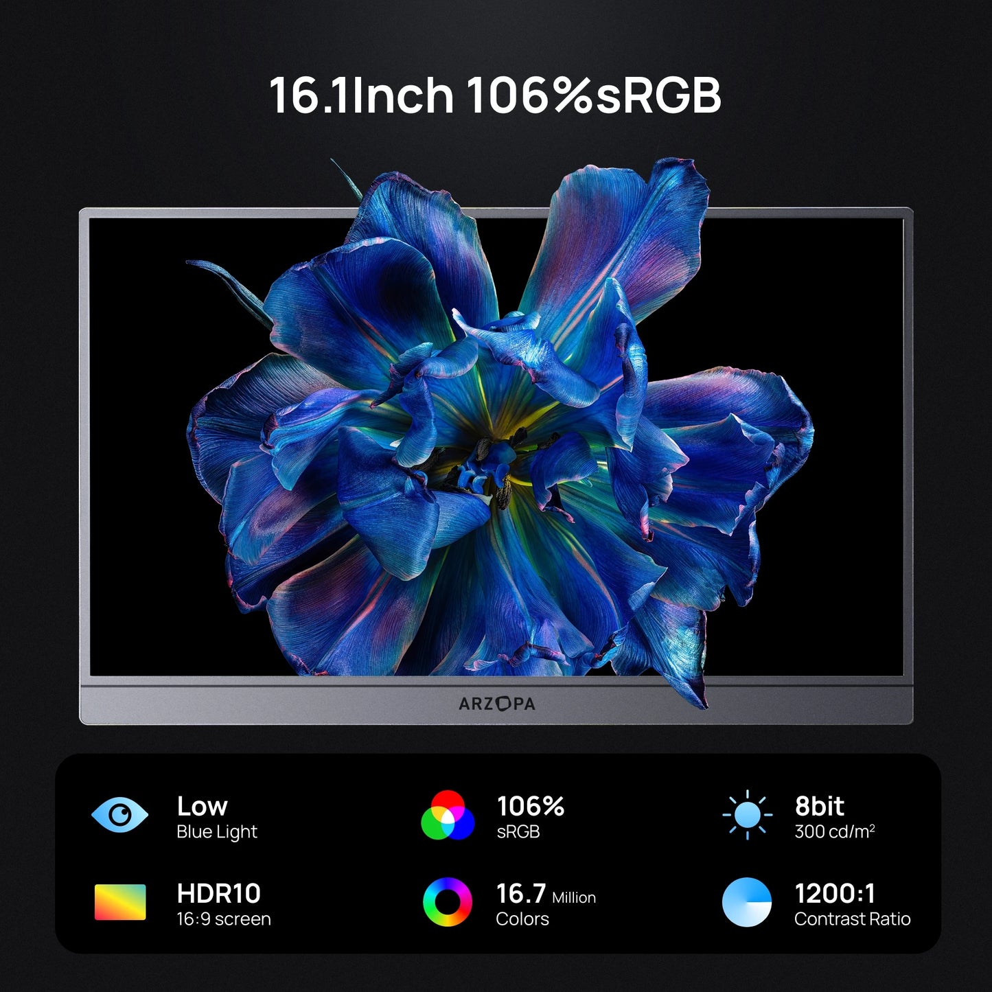FHD 1080P Portable Monitor 16.1" Type-C HDMI