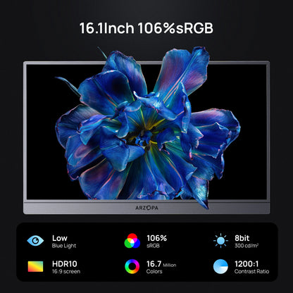 FHD 1080P Portable Monitor 16.1" Type-C HDMI