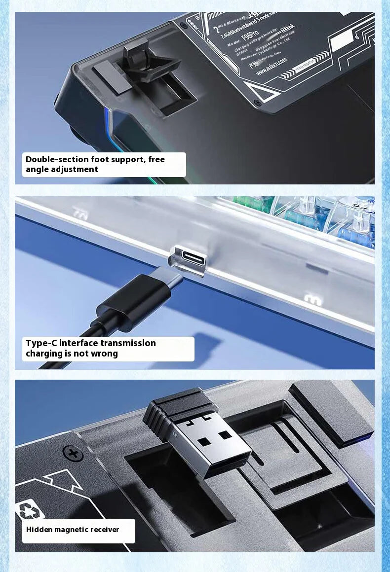 Transparent Keycap RGB Gaming Keyboard Hot Swap Wireless White
