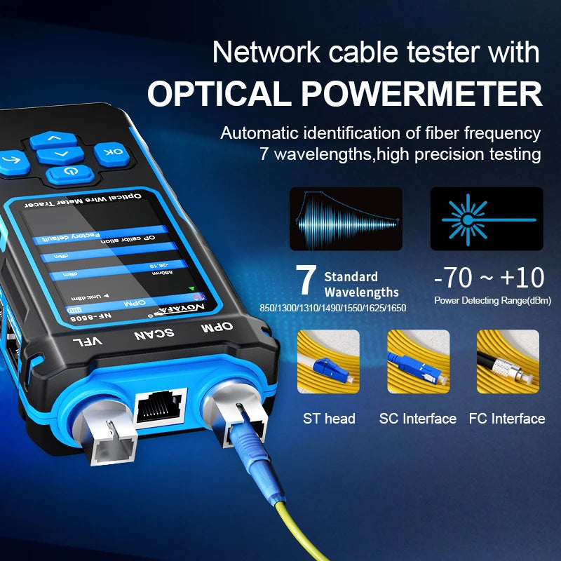 Professional Network Cable Tester with Optical Power Meter and VFL