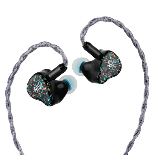 Hybrid IEM Earphones 1DD 6BA HiFi Wired Blue