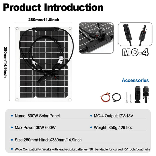 2400W Outdoor Solar Panel Kit with USB Charging