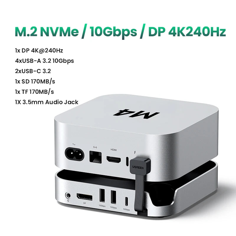 Mac Mini M4 Docking Station USB-C Hub 4K SSD Slot