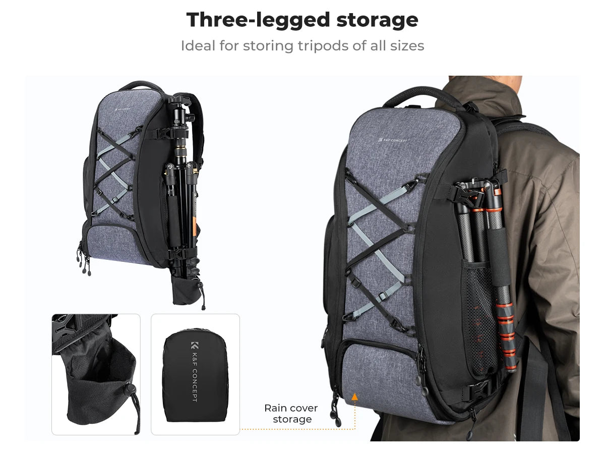 25L Camera Backpack with Laptop Compartment and Tripod Strap