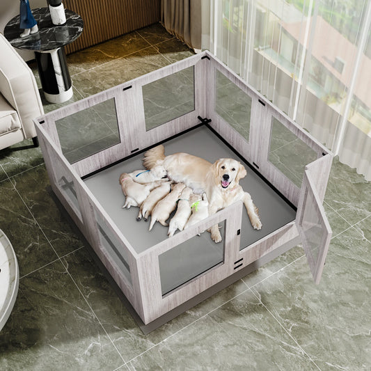 8-Panel Indoor Dog Puppies Playpen with Waterproof Pad
