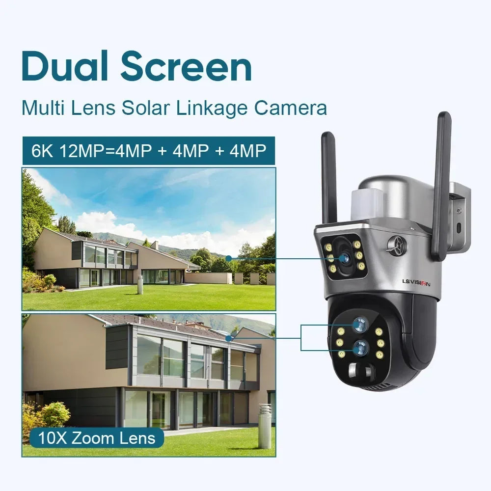 12MP 6K Solar PTZ Security Camera 10X Zoom