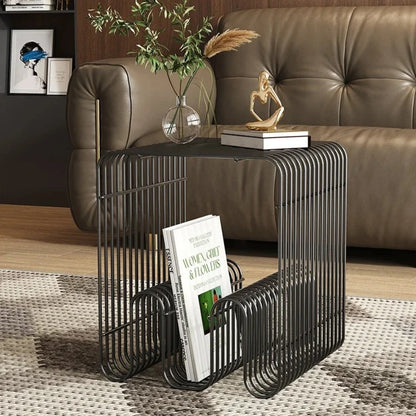 Black Nordic Metal Coffee Table with Storage Rack