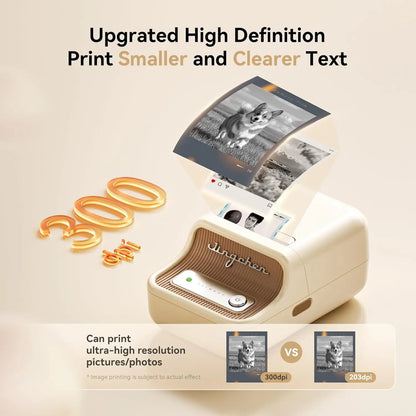 Wireless Thermal Label Printer 300dpi Red Compact Design