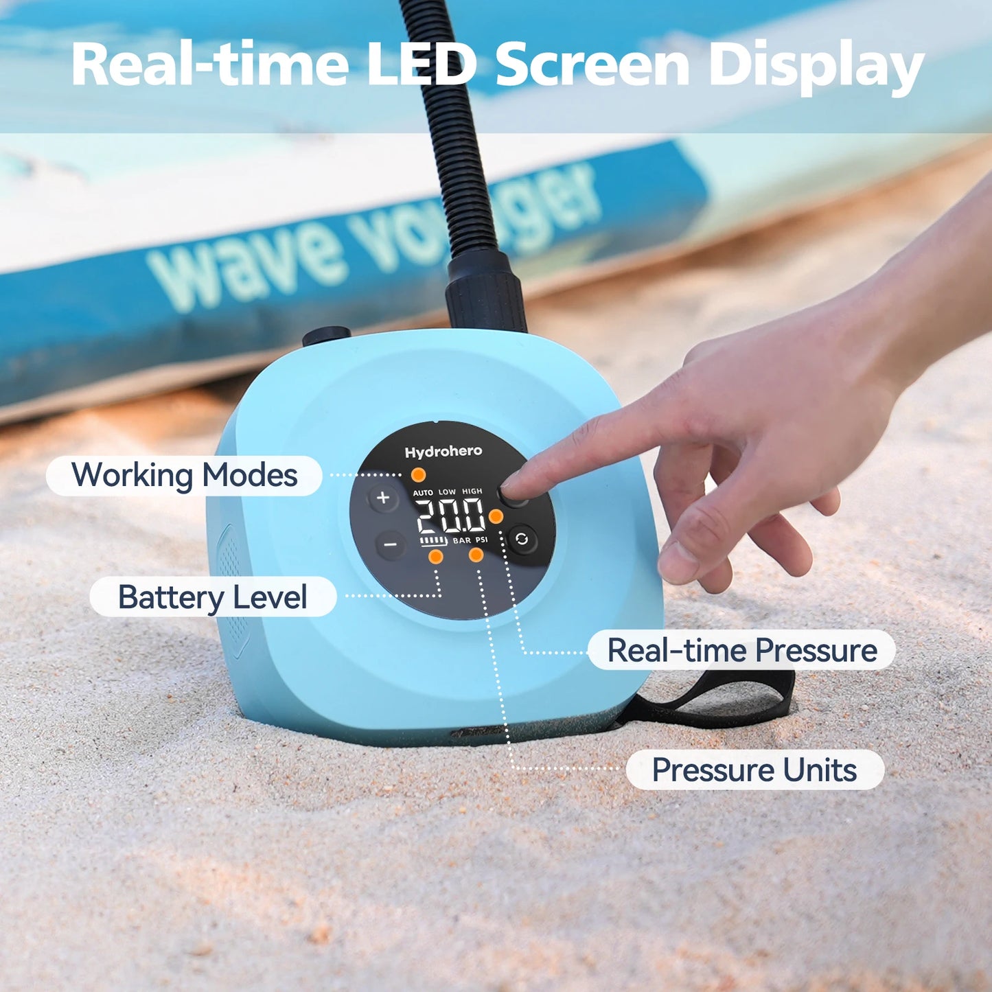 Electric SUP Air Pump 20PSI with Rechargeable Battery