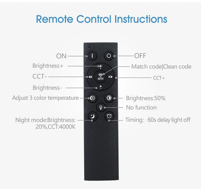 50cm Black Smart LED Ceiling Lamp Neutral White Remote Control