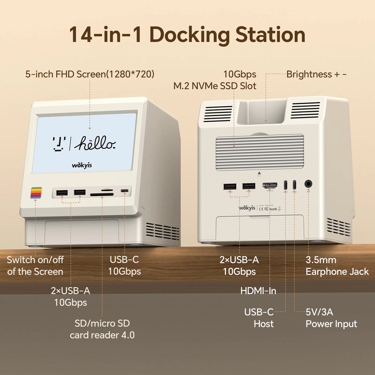 Mac Mini M4 Docking Station with IPS Screen & SSD Storage