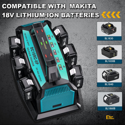 Multi-Battery Fast Charger Hub for Makita 18V Power Tool Packs