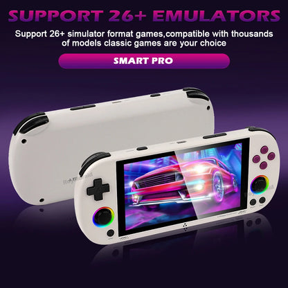 White Portable Retro Gaming Console with RGB Lighting