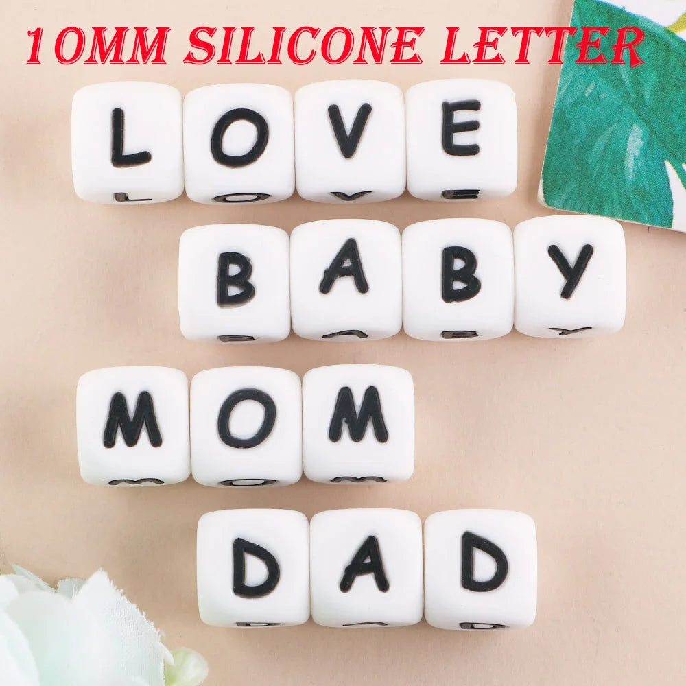 10mm Letter Silicone Beads Bulk Pack Bracelet Necklace DIY