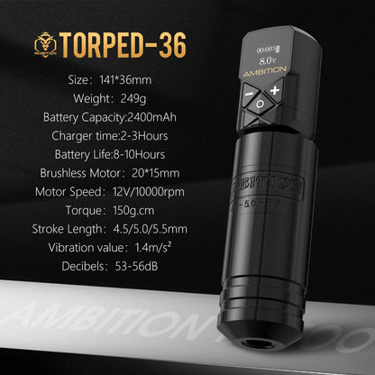 Wireless Rotary Tattoo Pen Kit 2400mAh Brushless Motor