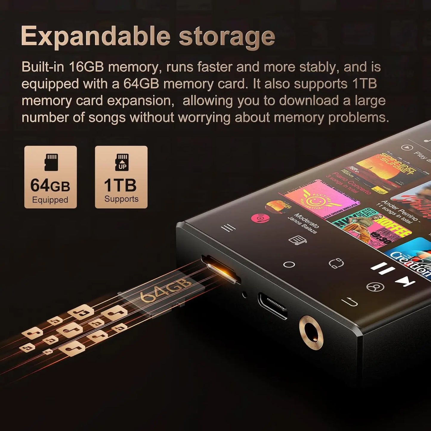 Portable Hi Fi Music Player with Bluetooth and WiFi