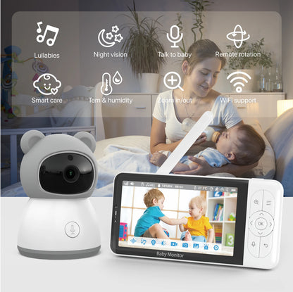 Smart Baby Monitor 2K Camera 5 Inch Display 2-Way Audio