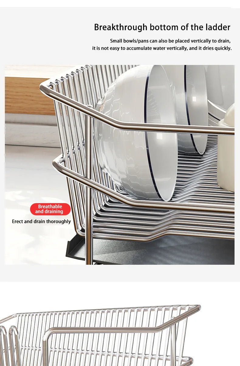 Kitchen Dish Drying Rack with Single Layer Design