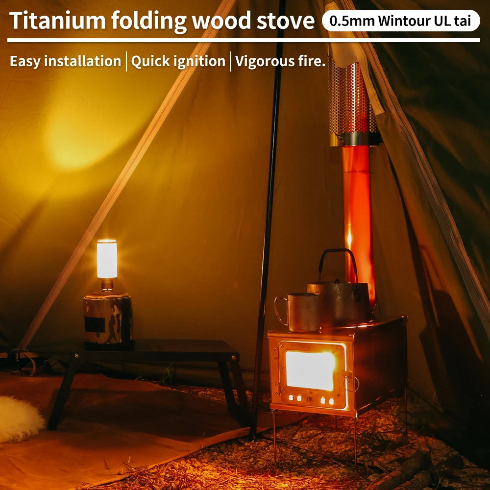 Foldable Titanium Wood-Burning Stove Lightweight and Portable