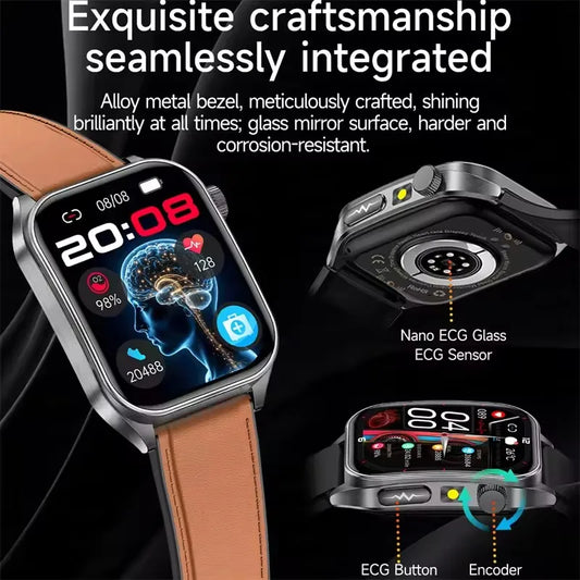 Premium Leather Smart Bracelet with Heart and ECG Tracking