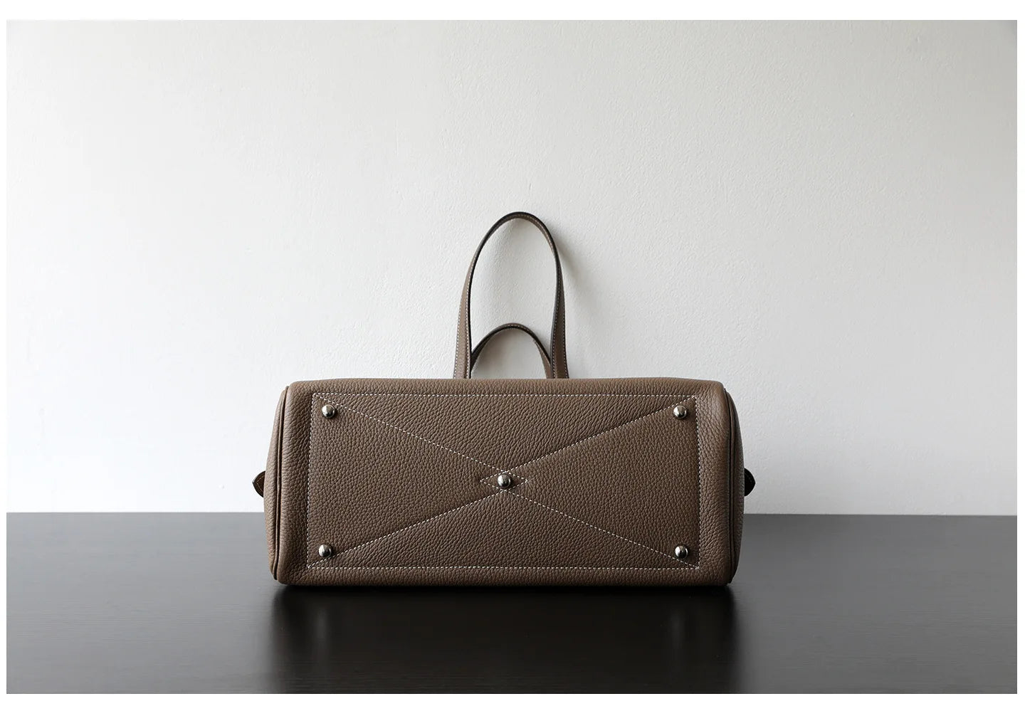 Women’s Leather Laptop Tote Bowling Work Handbag Khaki