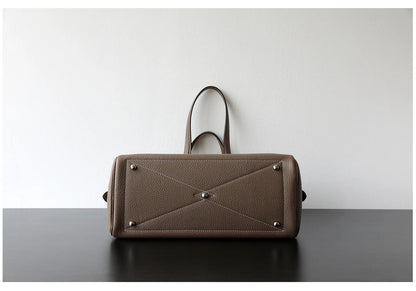 Women’s Leather Laptop Tote Bowling Work Handbag Khaki