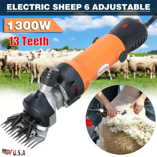 Heavy Duty 1300W Electric Sheep Shears 6-Speed Wool Clipper