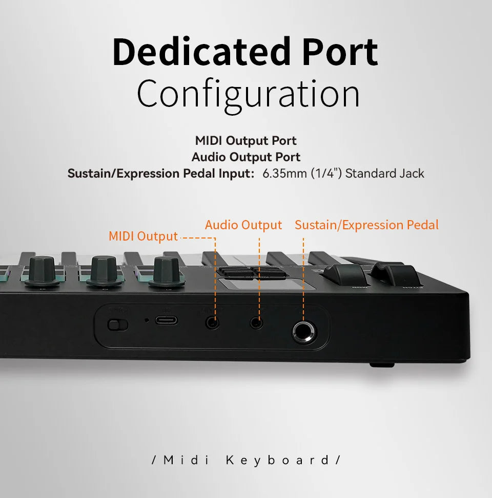 Compact 37-Key USB MIDI Controller with RGB Pads
