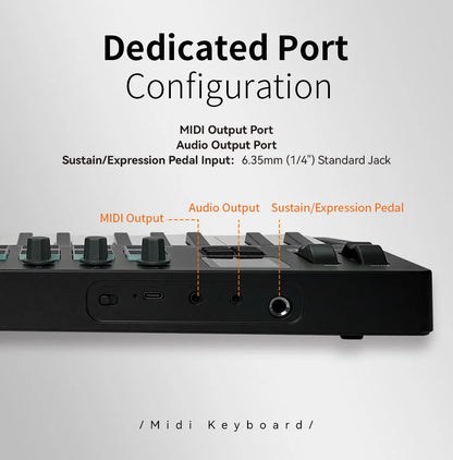 Compact 37-Key USB MIDI Controller with RGB Pads