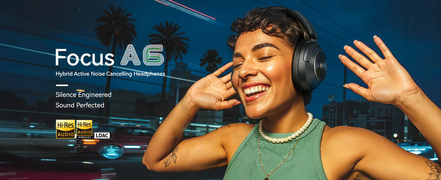 Black Wireless ANC Headphones Over-Ear Hi-Res LDAC