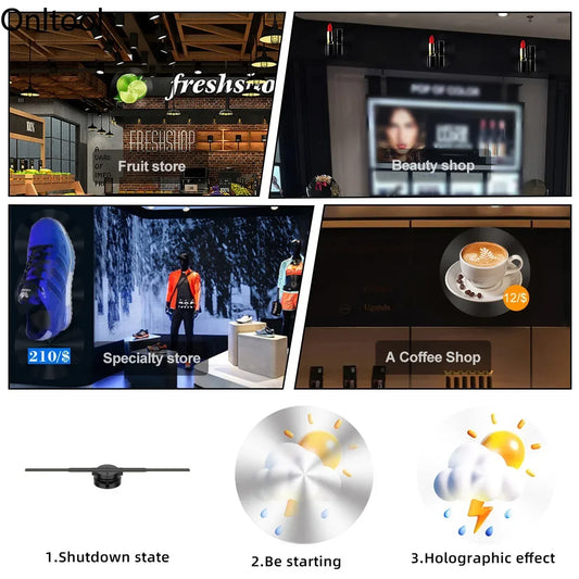 Portable 3D Hologram Fan Projector with WiFi Display