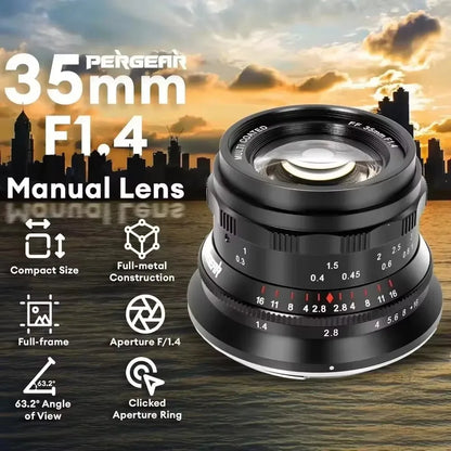 Fast F1.4 35mm Manual Lens for Sony FE Cameras