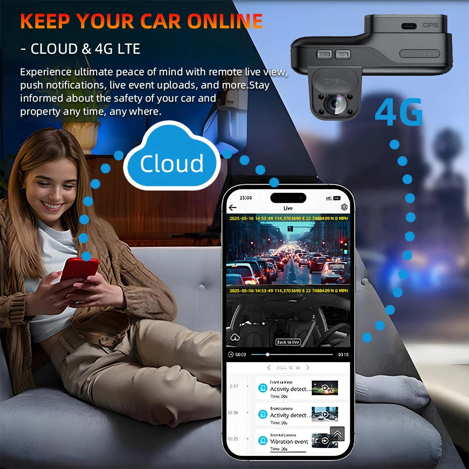 4G Dash Cam 32G GPS Infrared Night Vision Recorder