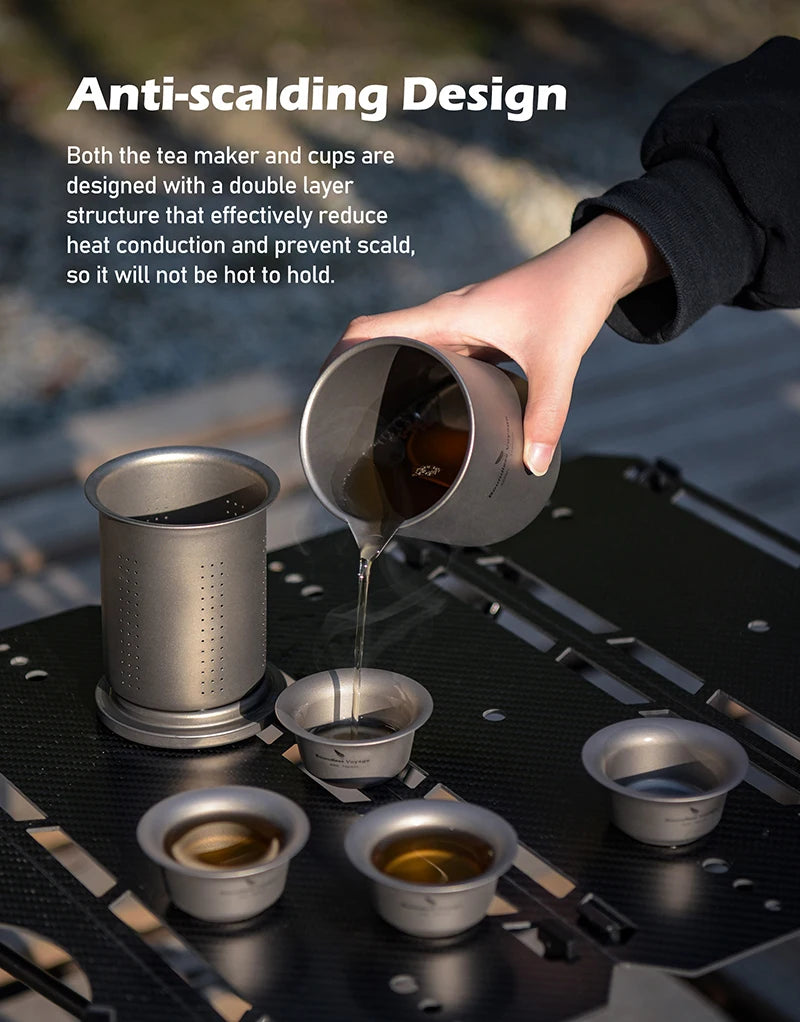 Lightweight Titanium Teapot Set with 4 Cups