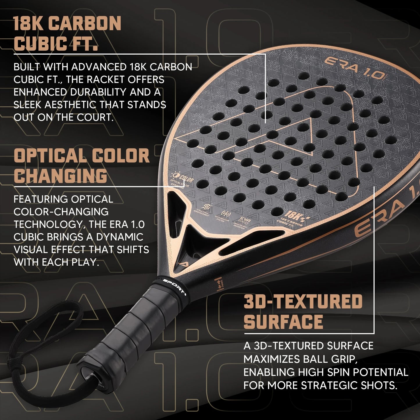 Lightweight 18K Carbon Padel Racquet for Power and Control