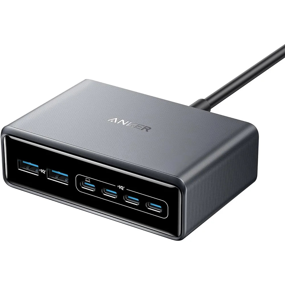 6-Port GaN USB-C Charging Station with Smart Dial