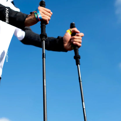 2PC Yellow Folding Walking Sticks 110cm for Hiking & Trekking
